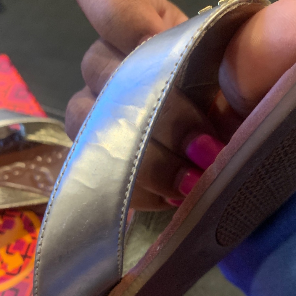 Tory Burch Metallic Silver and Brown Sandals - Picture 7 of 7